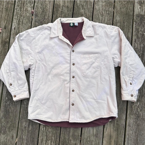 Stio cream cotton fleece lined button up shacket - Picture 2 of 7